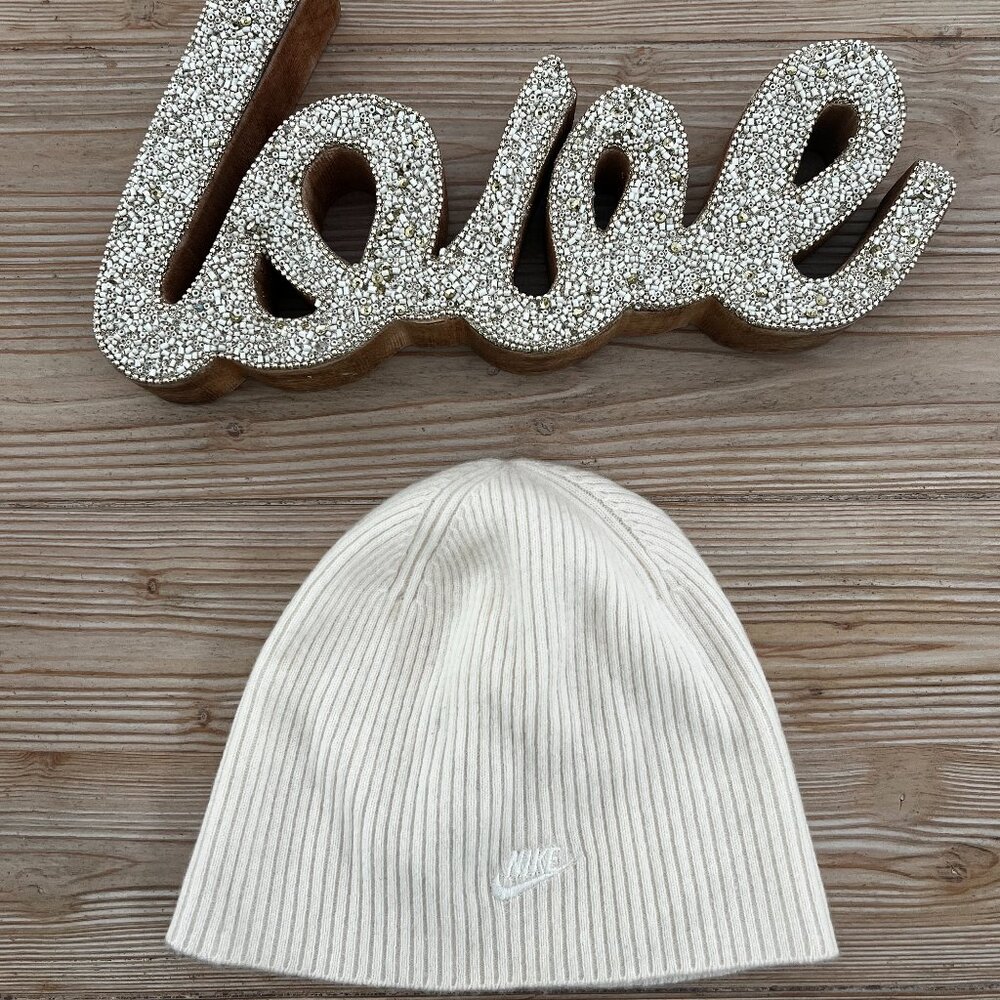 Nike 100% Cashmere Cream Beanie – Ribbed Knit – Luxe Everyday Layer